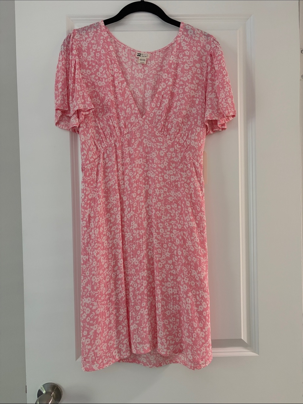 Billabong Pink Floral V-Neck Mini Dress